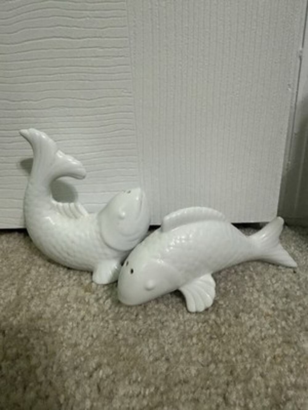 Beautiful Set Koi Fish Salt & Pepper Shakers Target Home White Ceramic